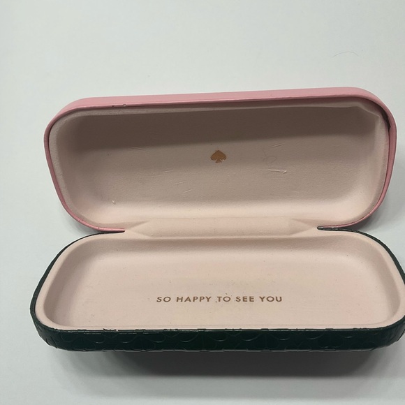 Kate Spade New York Sunglasses Case Pink Green Faux Leather Clamshell Hard-case - Picture 4 of 5